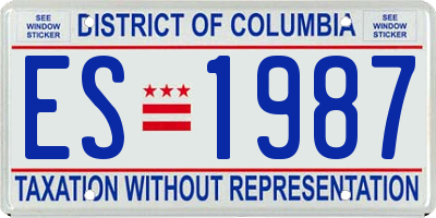 DC license plate ES1987