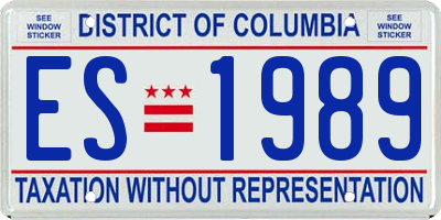 DC license plate ES1989