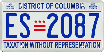 DC license plate ES2087