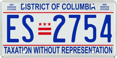 DC license plate ES2754