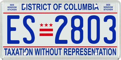 DC license plate ES2803