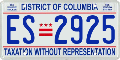DC license plate ES2925