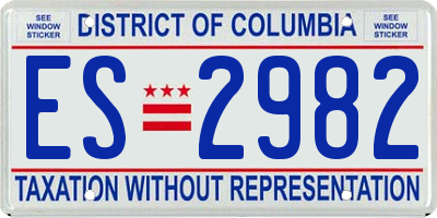 DC license plate ES2982