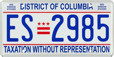 DC license plate ES2985