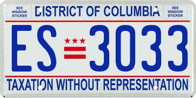 DC license plate ES3033