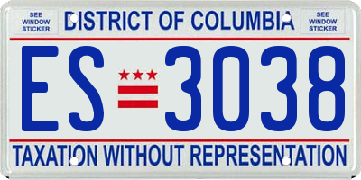 DC license plate ES3038