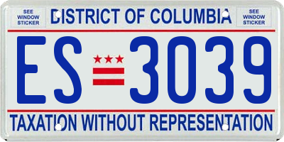 DC license plate ES3039