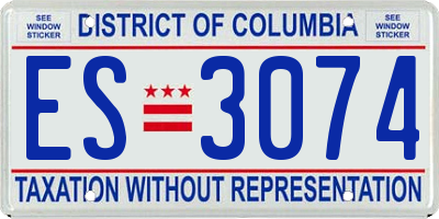 DC license plate ES3074