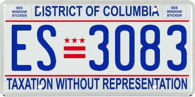 DC license plate ES3083