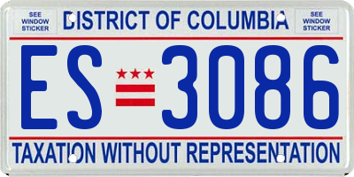 DC license plate ES3086