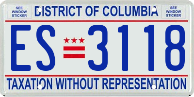 DC license plate ES3118