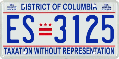 DC license plate ES3125