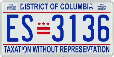 DC license plate ES3136