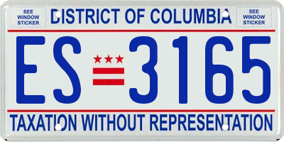 DC license plate ES3165