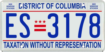 DC license plate ES3178