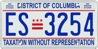 DC license plate ES3254