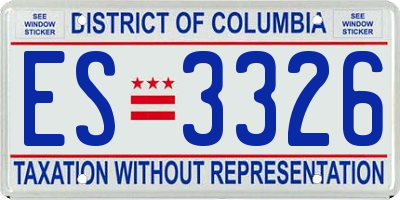 DC license plate ES3326
