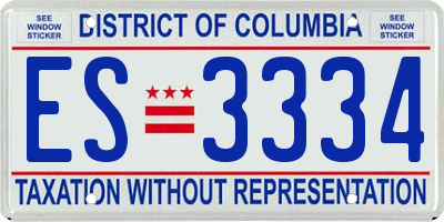 DC license plate ES3334