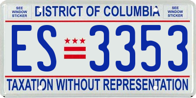 DC license plate ES3353