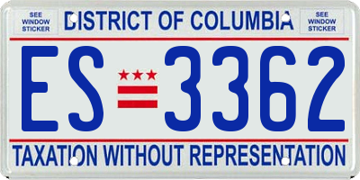 DC license plate ES3362