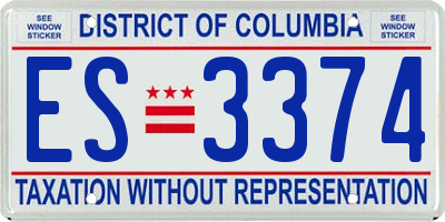 DC license plate ES3374