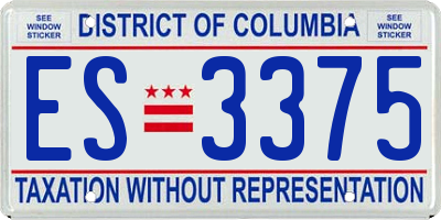DC license plate ES3375