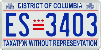 DC license plate ES3403