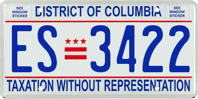DC license plate ES3422