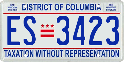 DC license plate ES3423