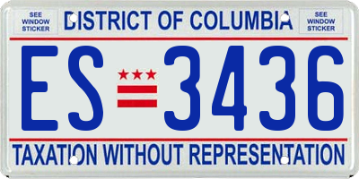 DC license plate ES3436