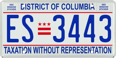 DC license plate ES3443
