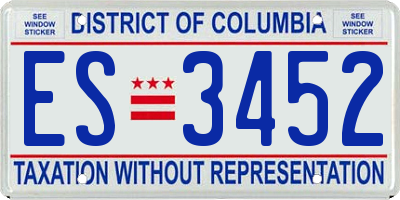 DC license plate ES3452