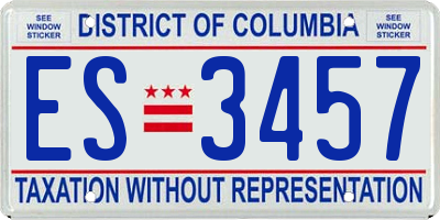 DC license plate ES3457