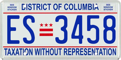 DC license plate ES3458