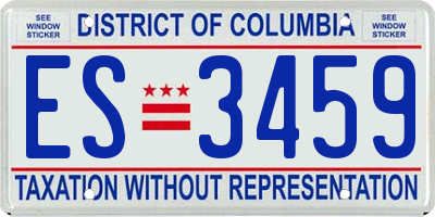 DC license plate ES3459
