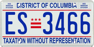 DC license plate ES3466