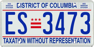 DC license plate ES3473