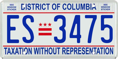 DC license plate ES3475