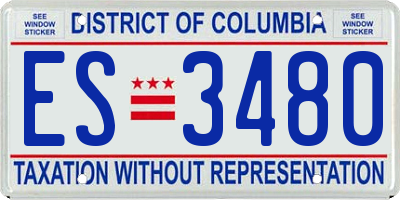 DC license plate ES3480