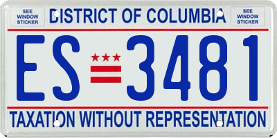 DC license plate ES3481