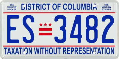 DC license plate ES3482