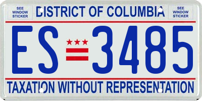 DC license plate ES3485