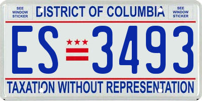 DC license plate ES3493