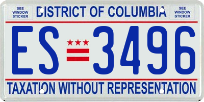 DC license plate ES3496