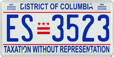 DC license plate ES3523