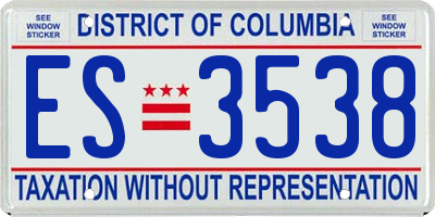 DC license plate ES3538