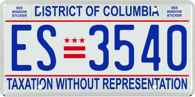 DC license plate ES3540