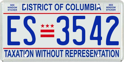 DC license plate ES3542