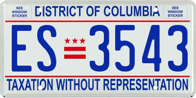 DC license plate ES3543