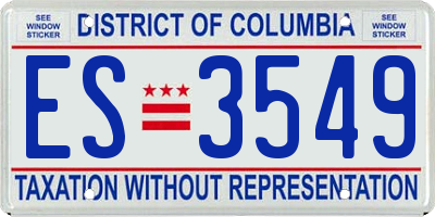 DC license plate ES3549
